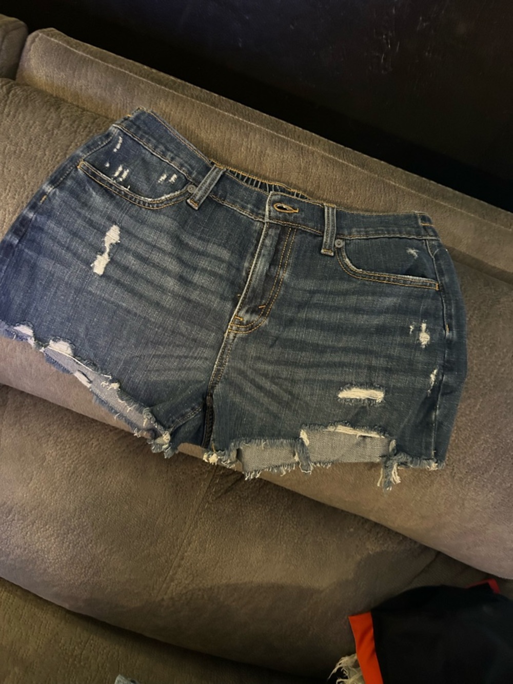 aerie Distressed Dark Blue Denim Cutoff Shorts